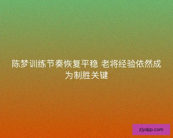 陈梦训练节奏恢复平稳 老将经验依然成为制胜关键